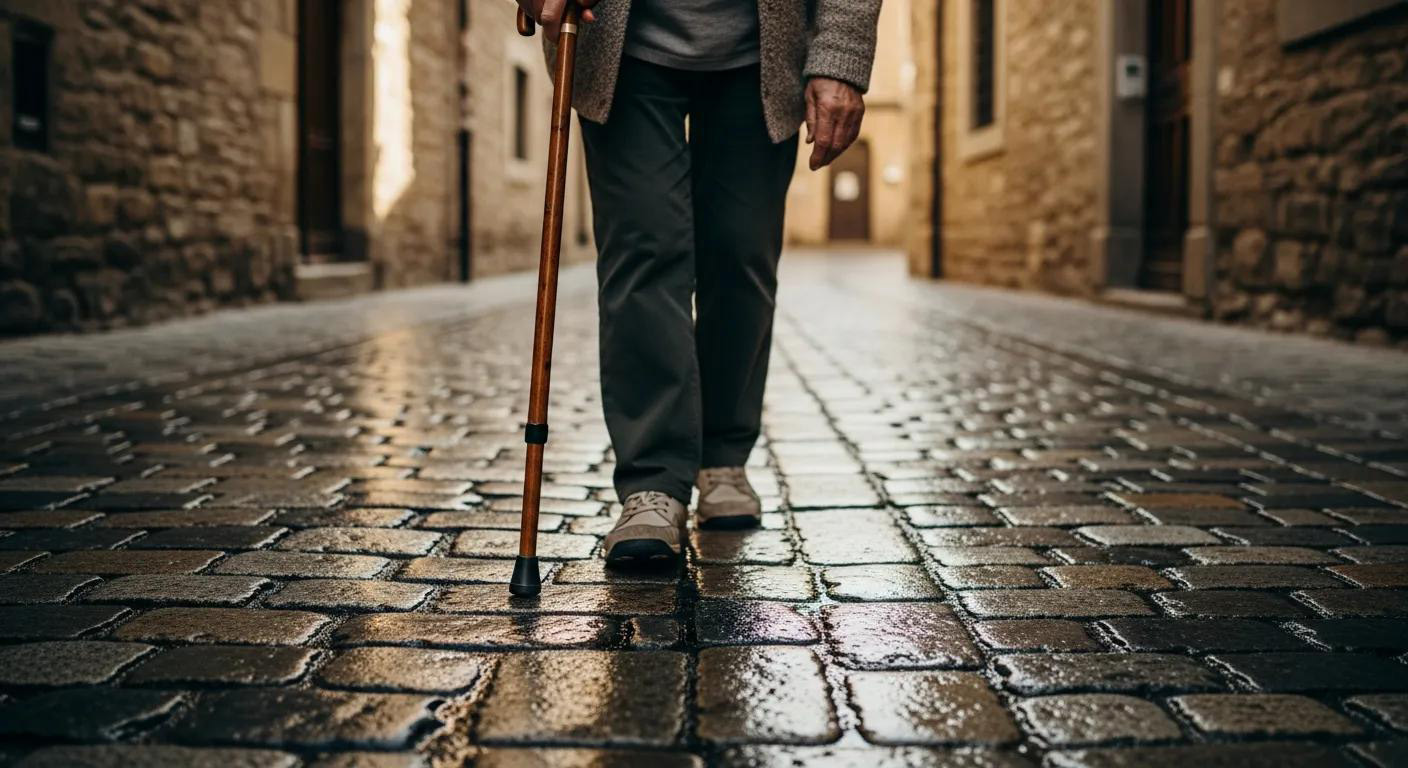 A walking stick in use to illustrate stability